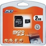 Pny Micro Secure Digital 2GB + w/2 Adapters ( Micro - Mini/ Micro -SD )  (P-MICROSD2GBKAD1-BX)